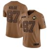 Men’s Kansas City Chiefs #87 Travis Kelce 2023 Brown Salute To Service Limited Football Jersey  - Custom Name
