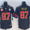 Men’s Kansas City Chiefs #87 Travis Kelce Black Red Gold Super Bowl LVII Patch And 4-star C Patch Vapor Untouchable Limited Stitched Jersey  - Custom Name