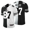 Men's Kansas City Chiefs #87 Travis Kelce Black & White NFL Split Limited Stitched Jersey  - Custom Name