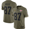 Men's Kansas City Chiefs #87 Travis Kelce Olive 2022 Salute To Service Limited Stitched Jersey  - Custom Name
