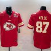 Men's Kansas City Chiefs #87 Travis Kelce Red 2025 Super Bowl LIX Patch Team Big Logo Vapor Limited Stitched Football Jersey  - Custom Name