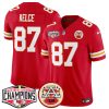 Men's Kansas City Chiefs #87 Travis Kelce Red F.U.S.E. 2024 AFC West Division Champions Vapor Limited Stitched Football Jersey  - Custom Name
