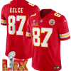 Men's Kansas City Chiefs #87 Travis Kelce Red F.U.S.E. 24 25 Super Bowl LIX Vapor Untouchable Limited Stitched Football Jersey  - Custom Name