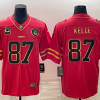 Men’s Kansas City Chiefs #87 Travis Kelce Red Gold 4-star C Patch Vapor Untouchable Limited Stitched Jersey  - Custom Name