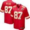 Men's Kansas City Chiefs #87 Travis Kelce Red Stitched Game Jersey  - Custom Name
