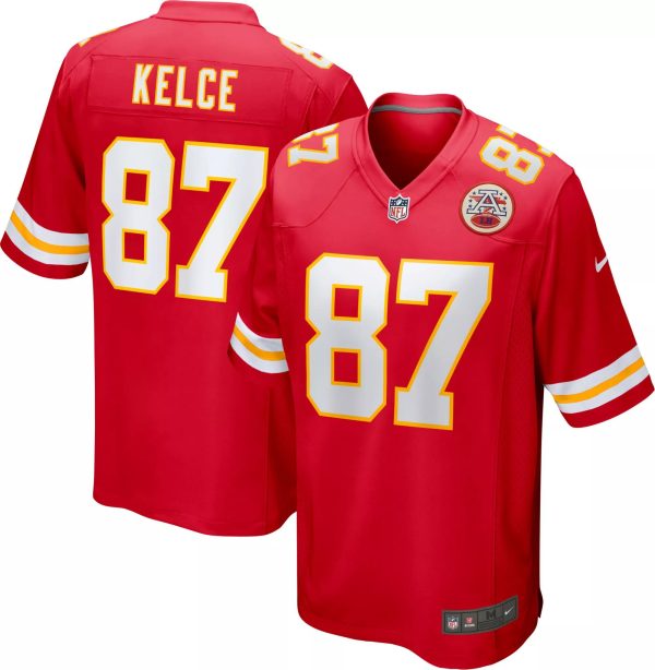 Men's Kansas City Chiefs #87 Travis Kelce Red Stitched Game Jersey  - Custom Name