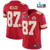 Men’s Kansas City Chiefs 87 Travis Kelce Red Super Bowl LVII Patch Vapor Untouchable Limited Stitched Jersey  - Custom Name