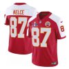 Men's Kansas City Chiefs #87 Travis Kelce Red White F.U.S.E. Super Bowl LVIII Patch Vapor Untouchable Limited Stitched Football Jersey  - Custom Name