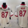 Men's Kansas City Chiefs #87 Travis Kelce White 2025 Super Bowl LIX Patch Pro Bowl Vapor Limited Stitched Football Jersey  - Custom Name