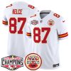 Men's Kansas City Chiefs #87 Travis Kelce White F.U.S.E. 2024 AFC West Division Champions Vapor Limited Stitched Football Jersey  - Custom Name