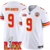 Men's Kansas City Chiefs #9 JuJu Smith-Schuster White F.U.S.E. 24 25 Super Bowl LIX Vapor Untouchable Limited Stitched Football Jersey  - Custom Name