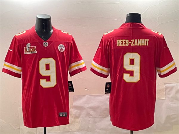 Men's Kansas City Chiefs #9 Louis Rees-Zammit Red 2025 Super Bowl LIX Patch Vapor Untouchable Limited Stitched Football Jersey - Custom Name