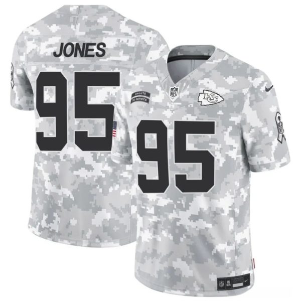 Men's Kansas City Chiefs #95 Chris Jones 2024 F.U.S.E Arctic Camo Salute to Service Limited Stitched Football Jersey  - Custom Name