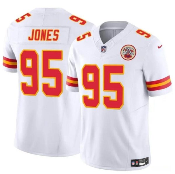 Men’s Kansas City Chiefs #95 Chris Jones White 2024 F.U.S.E Vapor Untouchable Limited Stitched Football Jersey  - Custom Name