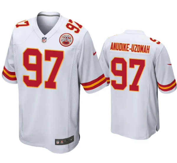 Men’s Kansas City Chiefs #97 Felix Anudike-Uzomah White Limited Stitched Football Game Jersey - Custom Name