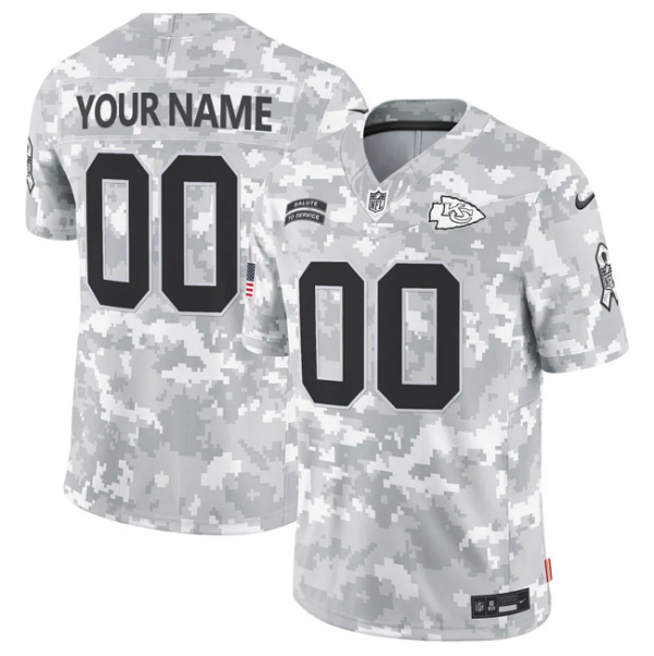 Men's Kansas City Chiefs Active Player Custom 2024 F.U.S.E Arctic Camo Salute to Service Limited Stitched Football Jersey  - Custom Name