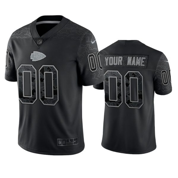 Men's Kansas City Chiefs Active Player Custom Black Reflective Limited Stitched Football Jersey - Custom Name