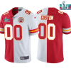 Men’s Kansas City Chiefs Active Player Custom Red White Split Super Bowl LVII Patch Vapor Untouchable Limited Stitched Jersey  - Custom Name