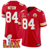 Men's Kansas City Chiefs V84 Justin Watson Red F.U.S.E. 24 25 Super Bowl LIX Vapor Untouchable Limited Stitched Football Jersey  - Custom Name