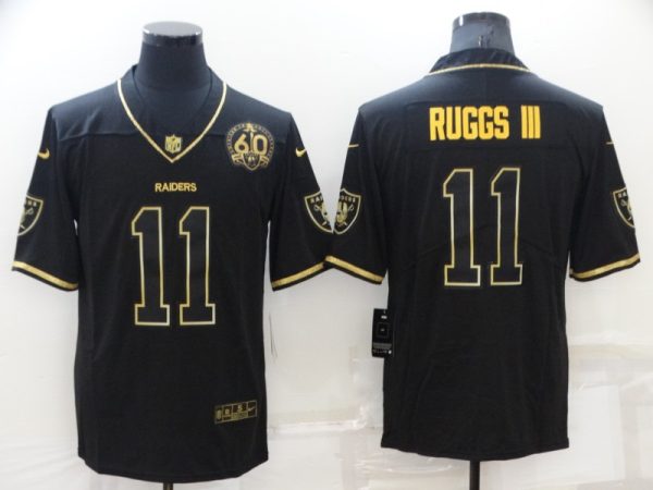 Men's Las Vegas Raiders #11 Henry Ruggs III Black Gold With 60th Anniversary Patch Vapor Limited Stitched Jersey - Custom Name