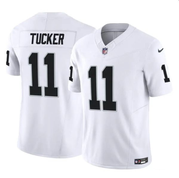 Men's Las Vegas Raiders #11 Tre Tucker White 2023 F.U.S.E Vapor Untouchable Stitched Football Jersey - Custom Name
