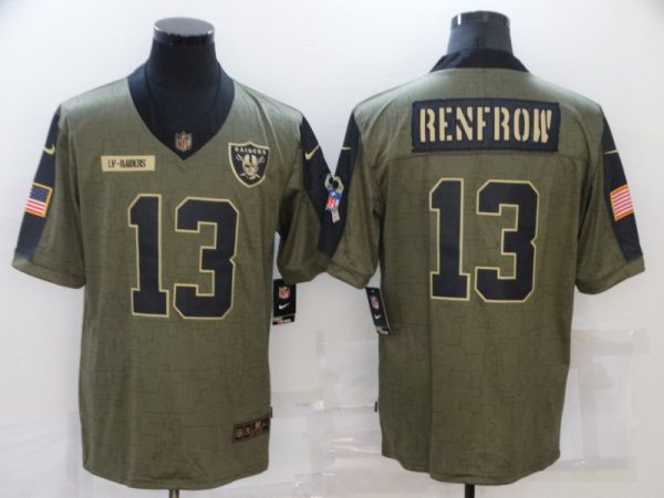 Men's Las Vegas Raiders #13 Hunter Renfrow 2021 Olive Salute To Service Limited Stitched Jersey - Custom Name