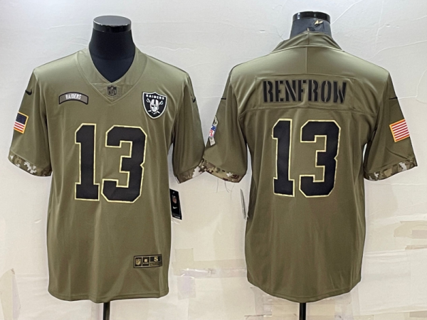 Men's Las Vegas Raiders #13 Hunter Renfrow 2022 Olive Salute To Service Limited Stitched Football Jersey - Custom Name