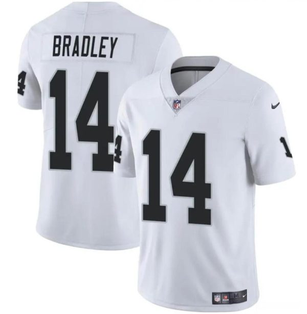 Men's Las Vegas Raiders #14 Carter Bradley White 2024 Vapor Stitched Football Jersey - Custom Name