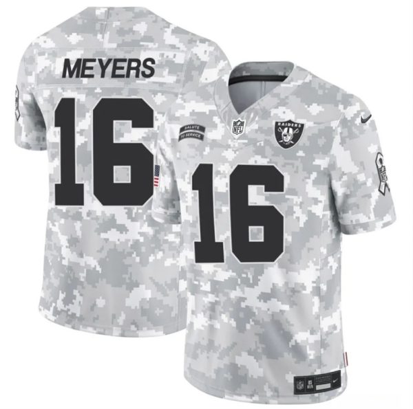 Men's Las Vegas Raiders #16 Jakobi Meyers 2024 F.U.S.E Arctic Camo Salute to Service Limited Stitched Football Jersey - Custom Name