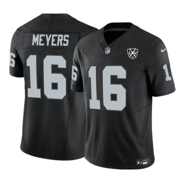 Men's Las Vegas Raiders #16 Jakobi Meyers Black 2024 F.U.S.E 65th Anniversary Patch Vapor Stitched Football Jersey - Custom Name