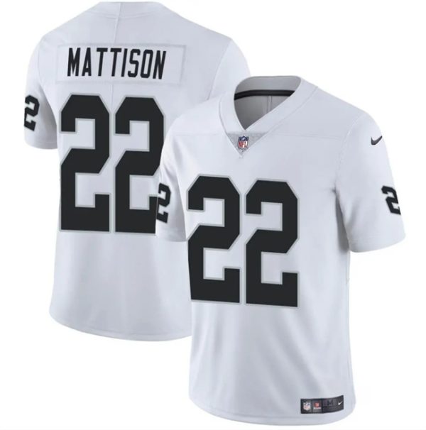 Men's Las Vegas Raiders #22 Alexander Mattison White 2024 Vapor Stitched Football Jersey - Custom Name