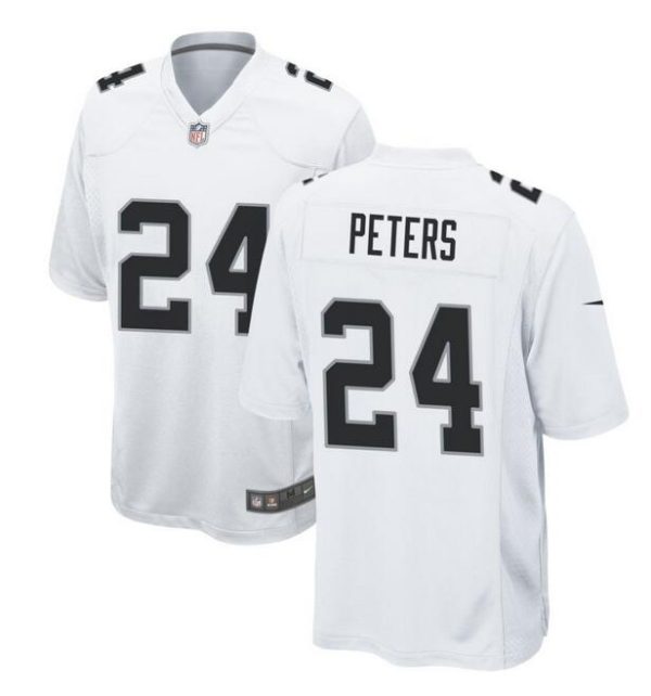 Men's Las Vegas Raiders #24 Marcus Peters White Stitched Football Game Jersey - Custom Name