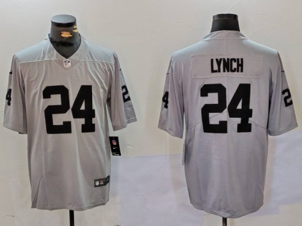 Men’s Las Vegas Raiders #24 Marshawn Lynch Grey Vapor Untouchable Limited Stitched Jersey  - Custom Name