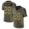 Men's Las Vegas Raiders #28 Josh Jacobs 2021 Olive Camo Salute To Service Limited Stitched Jersey - Custom Name