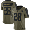 Men's Las Vegas Raiders #28 Josh Jacobs 2021 Olive Salute To Service Limited Stitched Jersey - Custom Name