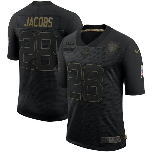 Men's Las Vegas Raiders #28 Josh Jacobs Black NFL 2020 Salute To Service Limited Stitched Jersey - Custom Name