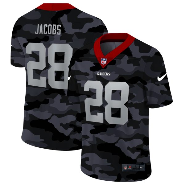 Men's Las Vegas Raiders #28 Josh Jacobs Camo Limited Stitched Jersey - Custom Name