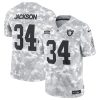Men's Las Vegas Raiders #34 Bo Jackson 2024 F.U.S.E Arctic Camo Salute to Service Limited Stitched Football Jersey - Custom Name