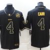 Men's Las Vegas Raiders #4 Derek Carr Black Gold With 60th Anniversary Patch Vapor Limited Stitched Jersey - Custom Name