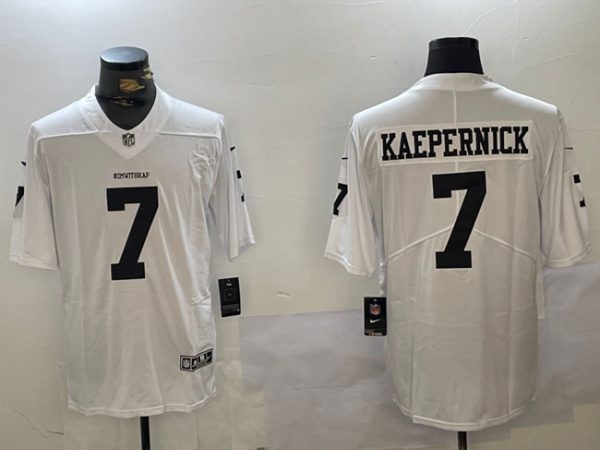 Men's Las Vegas Raiders #7 Colin Kaepernick White Vapor Limited Stitched Football Jersey - Custom Name