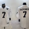 Men's Las Vegas Raiders #7 Colin Kaepernick White With 65th Anniversary Patch Vapor Limited Stitched Football Jersey - Custom Name