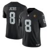 Men's Las Vegas Raiders #8 Josh Jacobs Black 2023 F.U.S.E. With John Madden Patch Vapor Limited Stitched Football Jersey  - Custom Name