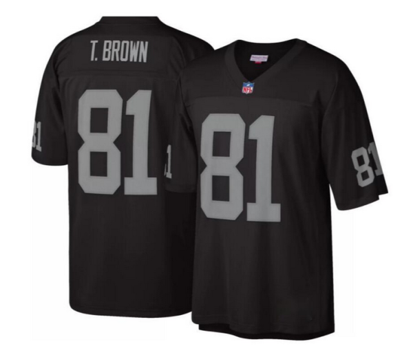 Men's Las Vegas Raiders #81 Tim Brown Black Mitchell & Ness Stitched Jersey  - Custom Name