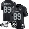 Men's Las Vegas Raiders #89 Brock Bowers Black 2024 F.U.S.E With Nevada Silver Stat Patch And 65th Anniversary Patch Stitched Football Jersey - Custom Name