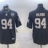 Men's Las Vegas Raiders #94 Christian Wilkins Black 65th Anniversary Patch Vapor Stitched Football Jersey - Custom Name