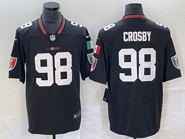Men's Las Vegas Raiders #98 Maxx Crosby Black Mexico Vapor Limited Stitched Football Jersey - Custom Name