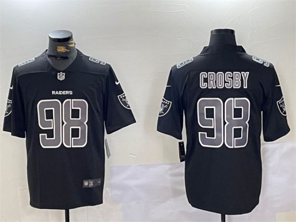 Men's Las Vegas Raiders #98 Maxx Crosby Black Vapor Limited Stitched Jersey - Custom Name