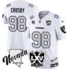 Men's Las Vegas Raiders #98 Maxx Crosby White 2024 F.U.S.E With Nevada Silver Stat Patch And 65th Anniversary Patch 3-Star C Patch Stitched Football Jersey - Custom Name
