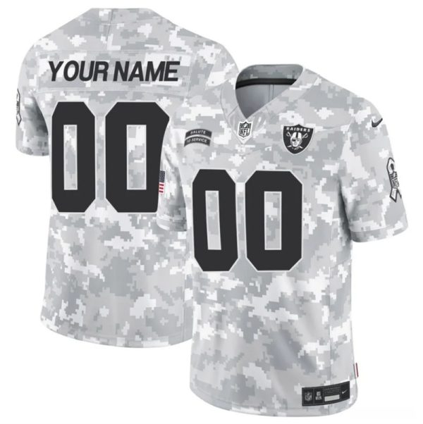 Men's Las Vegas Raiders Active Player Custom 2024 F.U.S.E Arctic Camo Salute to Service Limited Stitched Football Jersey  - Custom Name