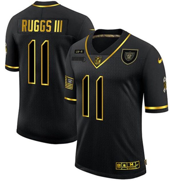 Men's Las Vegas Raiders Customized 2020 Black Gold Salute To Service Limited Stitched Jersey - Custom Name